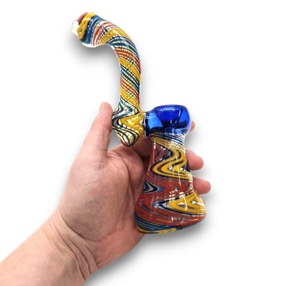 8" Glass Wavy Multi Color Bubbler