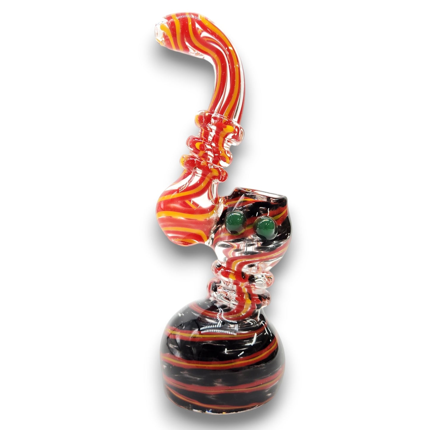 8" Glass Red Striped Bubbler