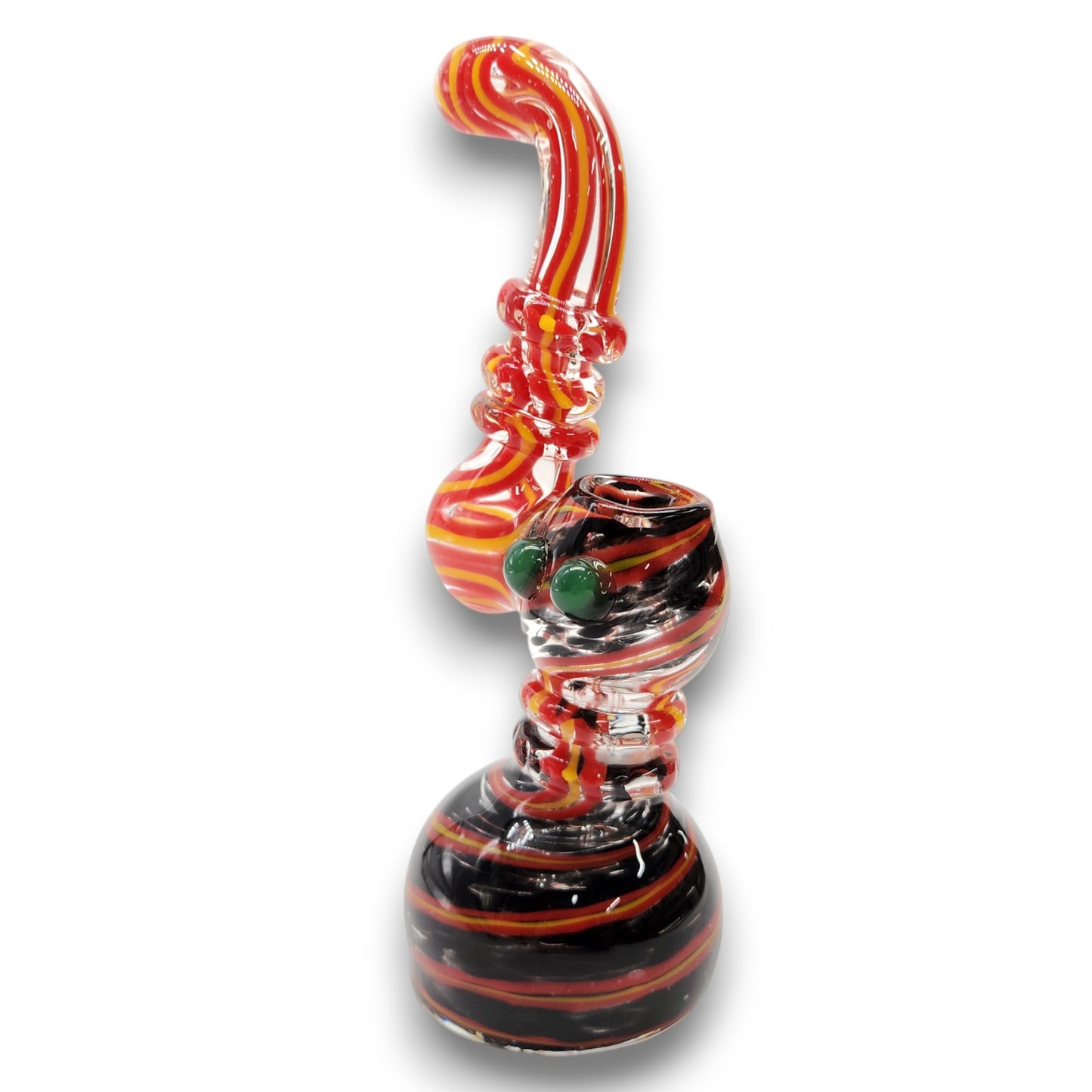 8" Glass Red Striped Bubbler