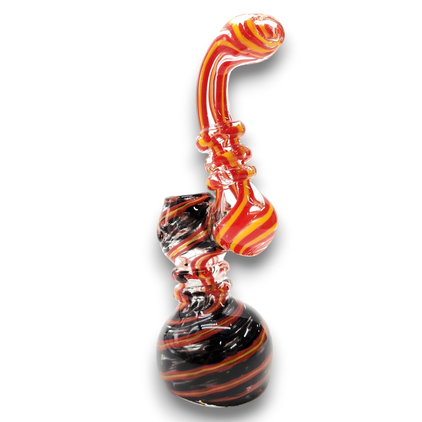 8" Glass Red Striped Bubbler