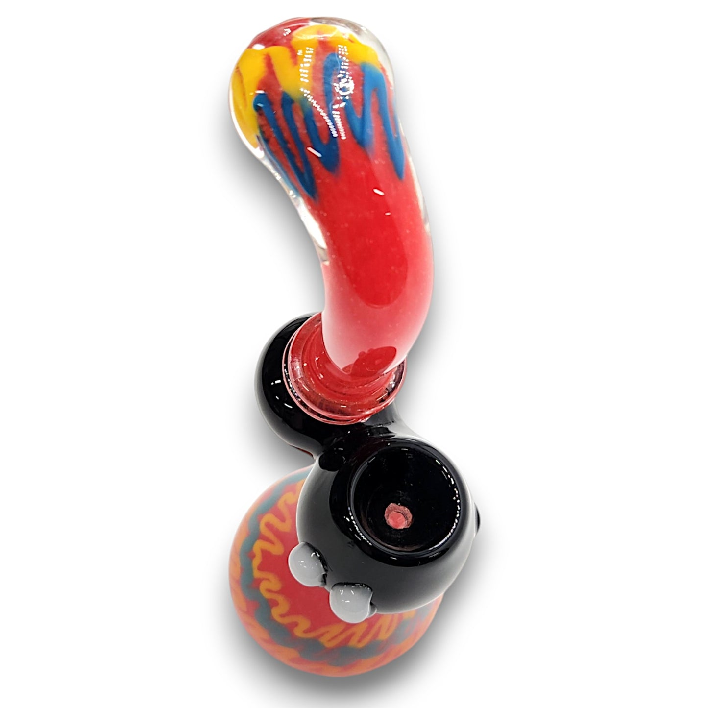 8" Glass Red Zig Zag Bubbler