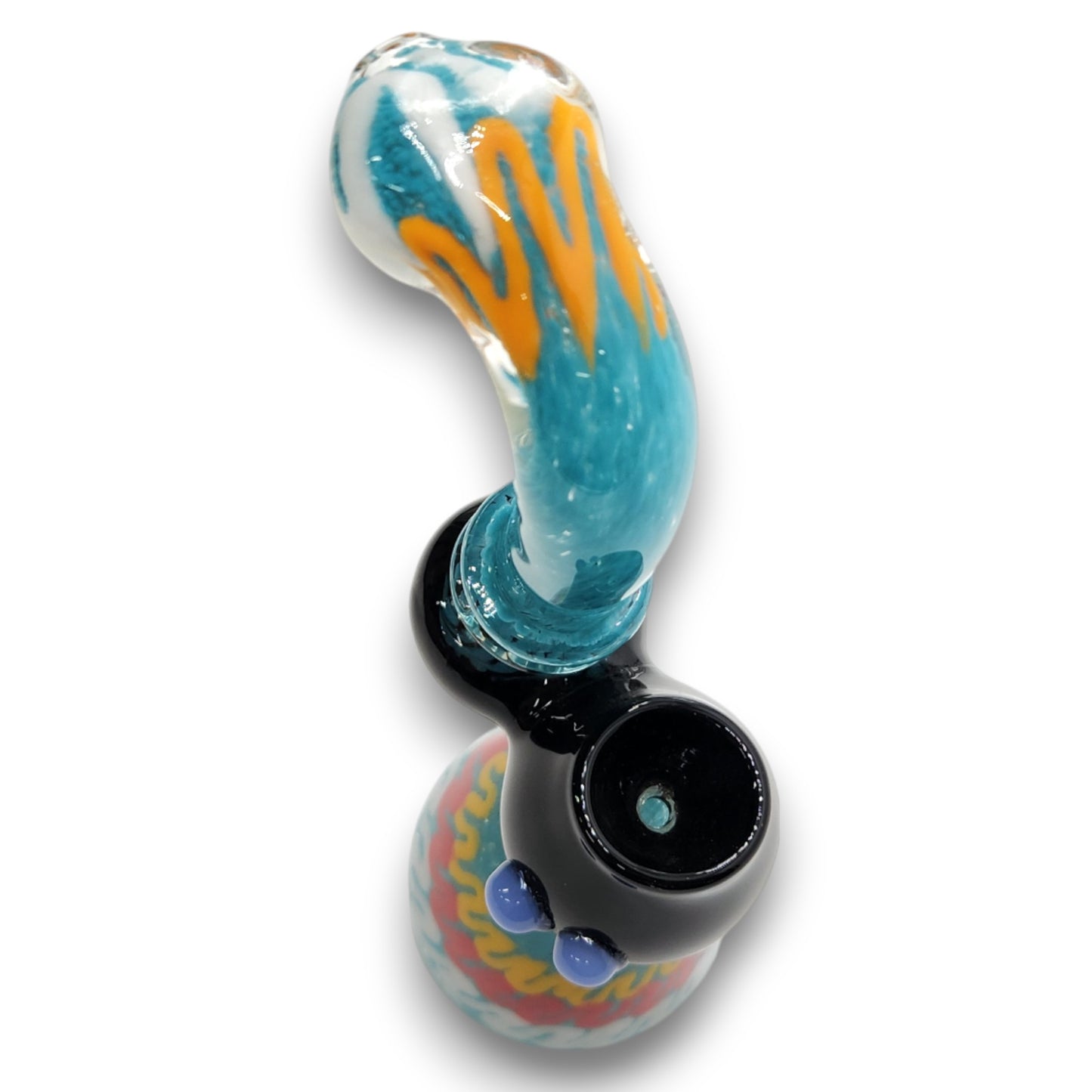 8" Glass Teal Zig Zag Bubbler