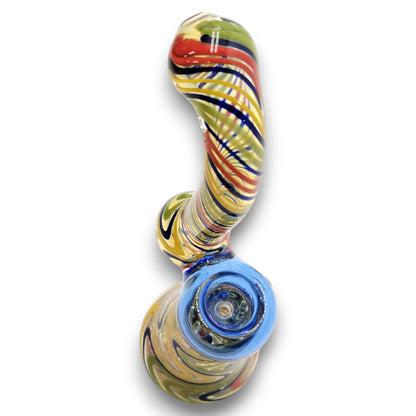 8" Glass Wavy Multi Color Bubbler