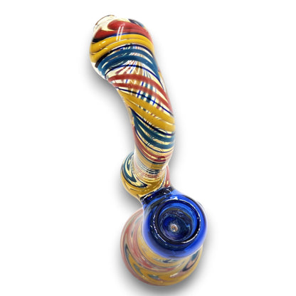 8" Glass Wavy Multi Color Bubbler