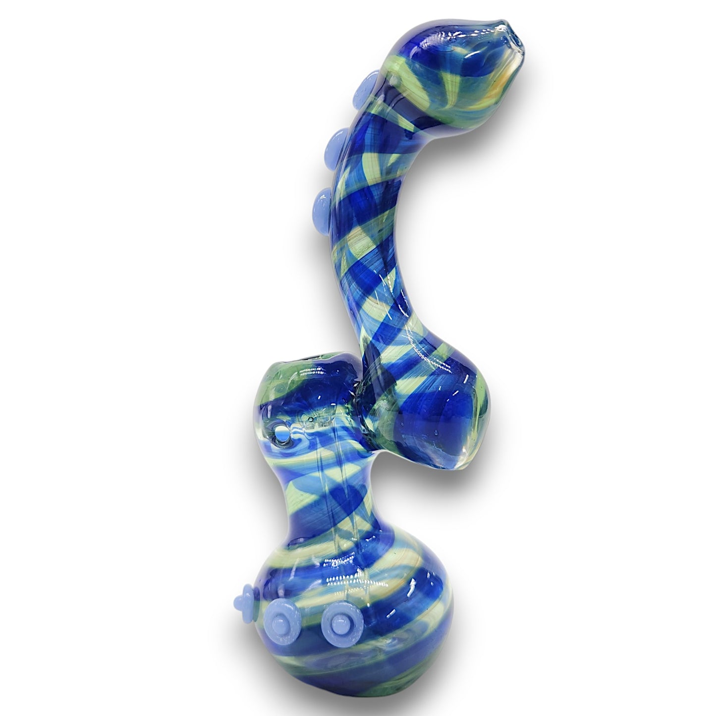 Blue Striped 8" Tall Bubbler