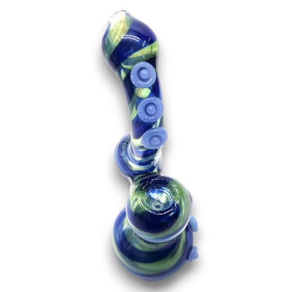 Blue Striped 8" Tall Bubbler