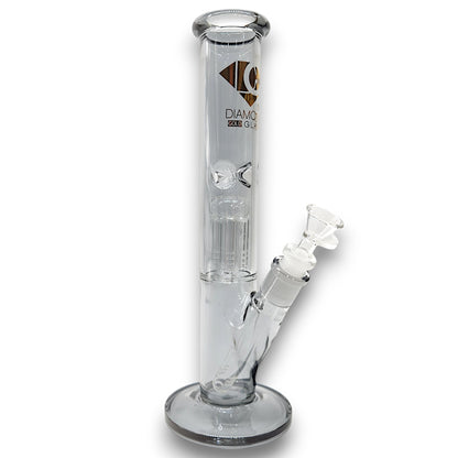 12" Diamond Gold Straight Tube Bong with Tree Percolator