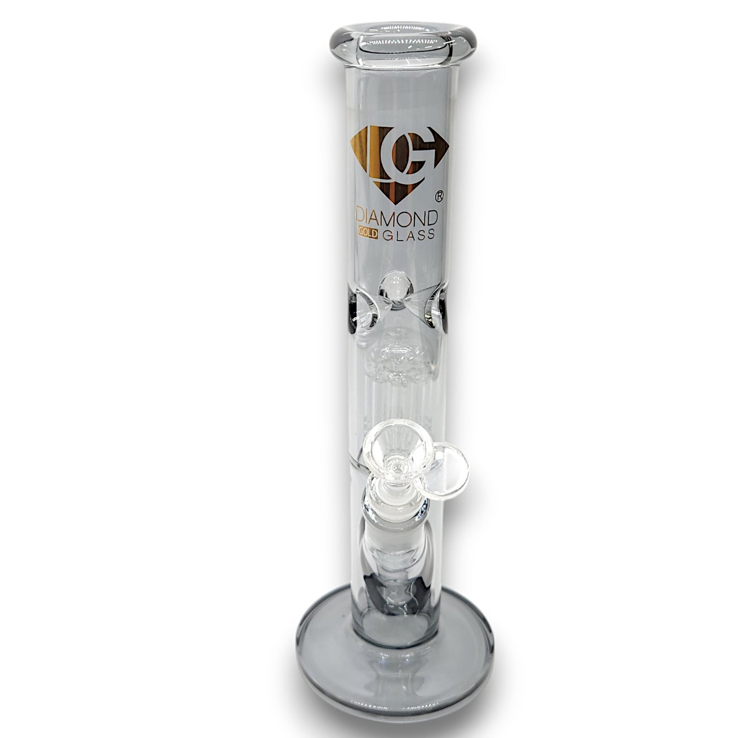 12" Diamond Gold Straight Tube Bong with Tree Percolator