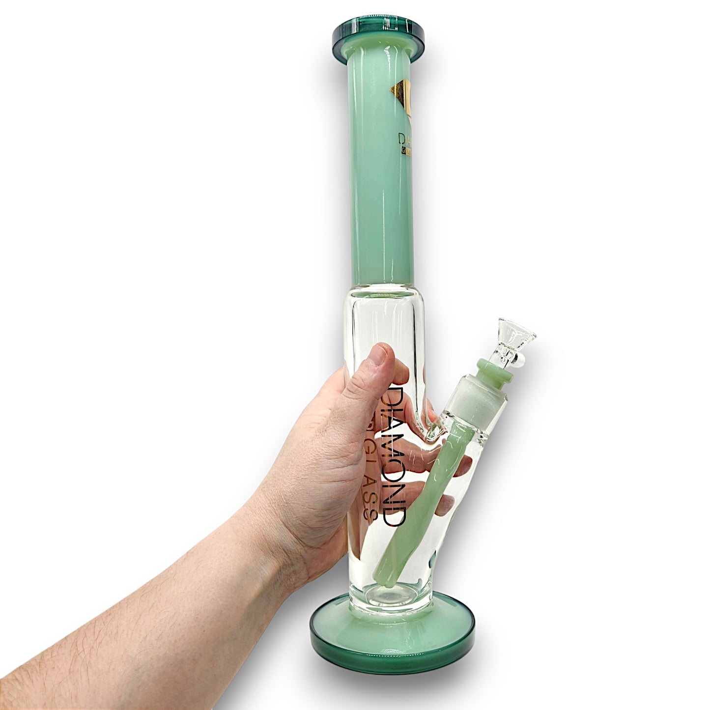 15" Diamond Glass Heavy Duty Straight Tube Bong