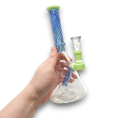 9" Color Crisscross Circ Percolator Beaker Bong