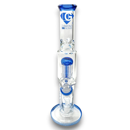 13" Diamond Glass Tree Percolator Straight Tube Bong