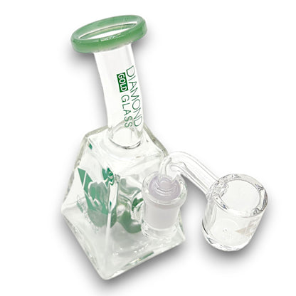 5.5" Diamond Glass Mini Rig Pocket Bubbler Cross Perc Bong