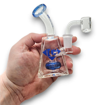 5.5" Diamond Glass Mini Rig Pocket Bubbler Circ Perc Bong