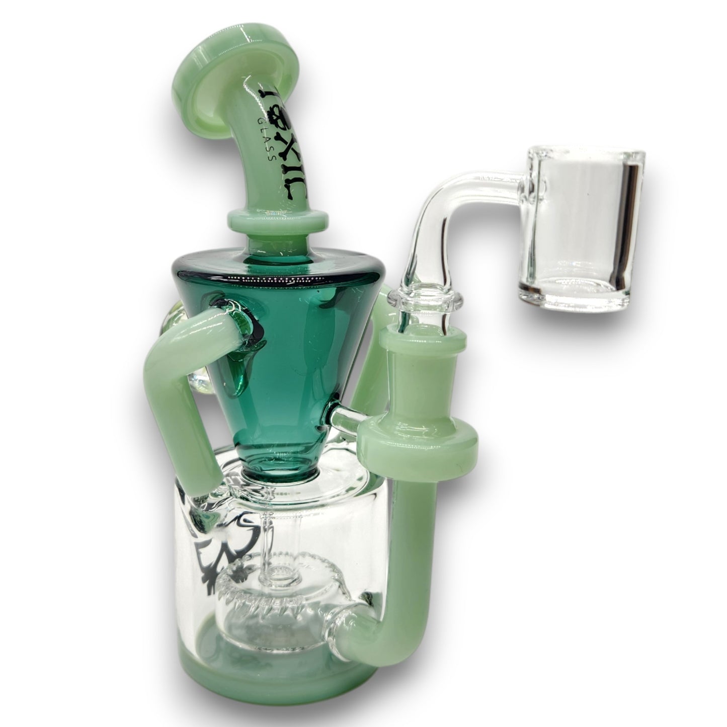 8" Toxic Glass Barrel Perc Vortex Recycler Bong Rig