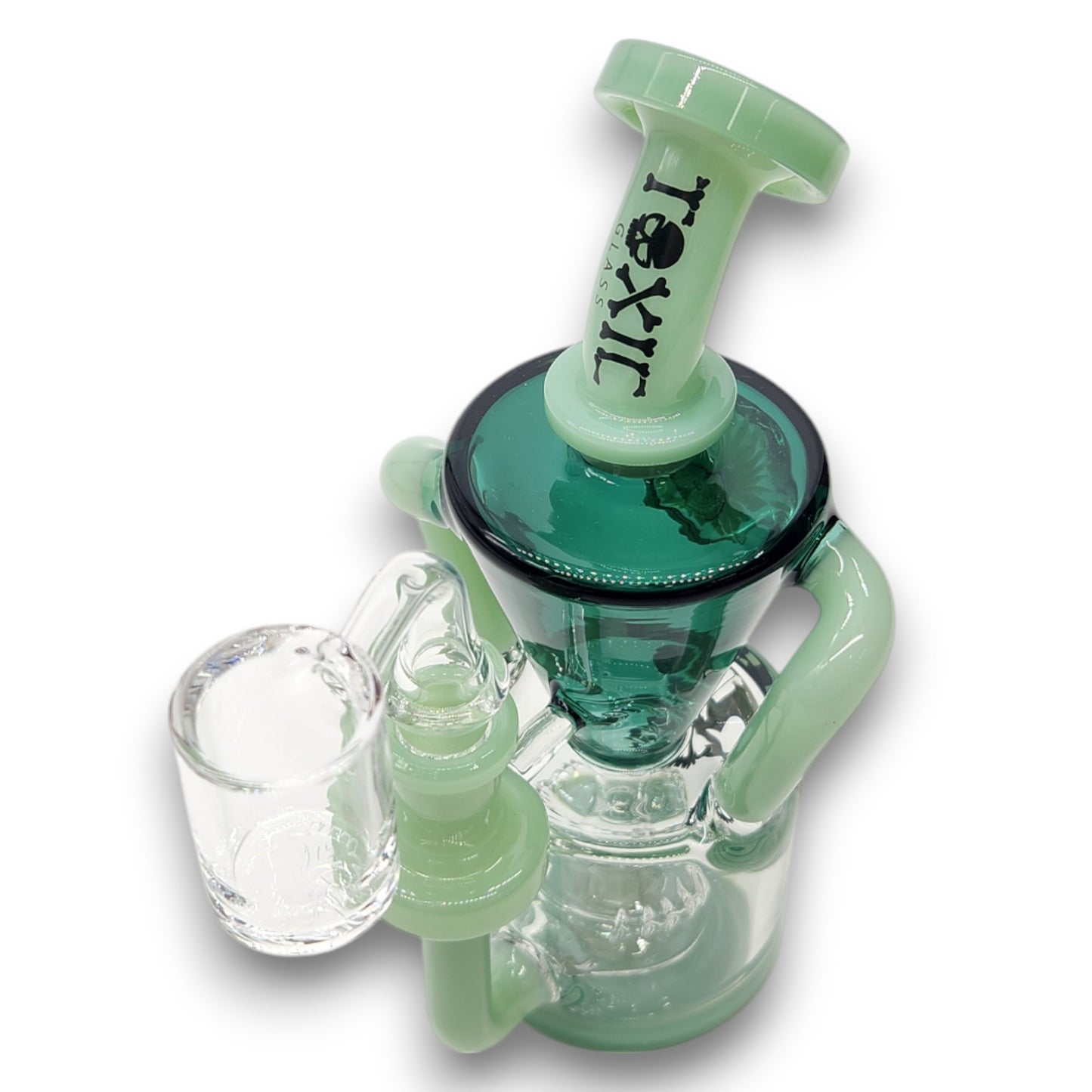 8" Toxic Glass Barrel Perc Vortex Recycler Bong Rig