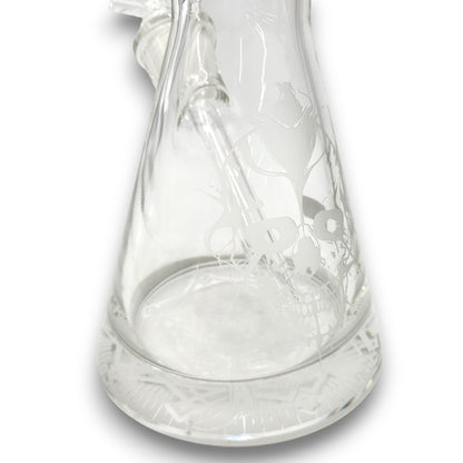 18" Heavy Duty Skull Etched Glass Design Beaker Bong