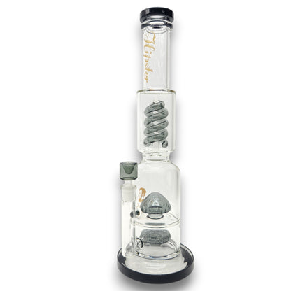 17" Hipster Triple Coil and Mushroom Perc Straight Tube Bong