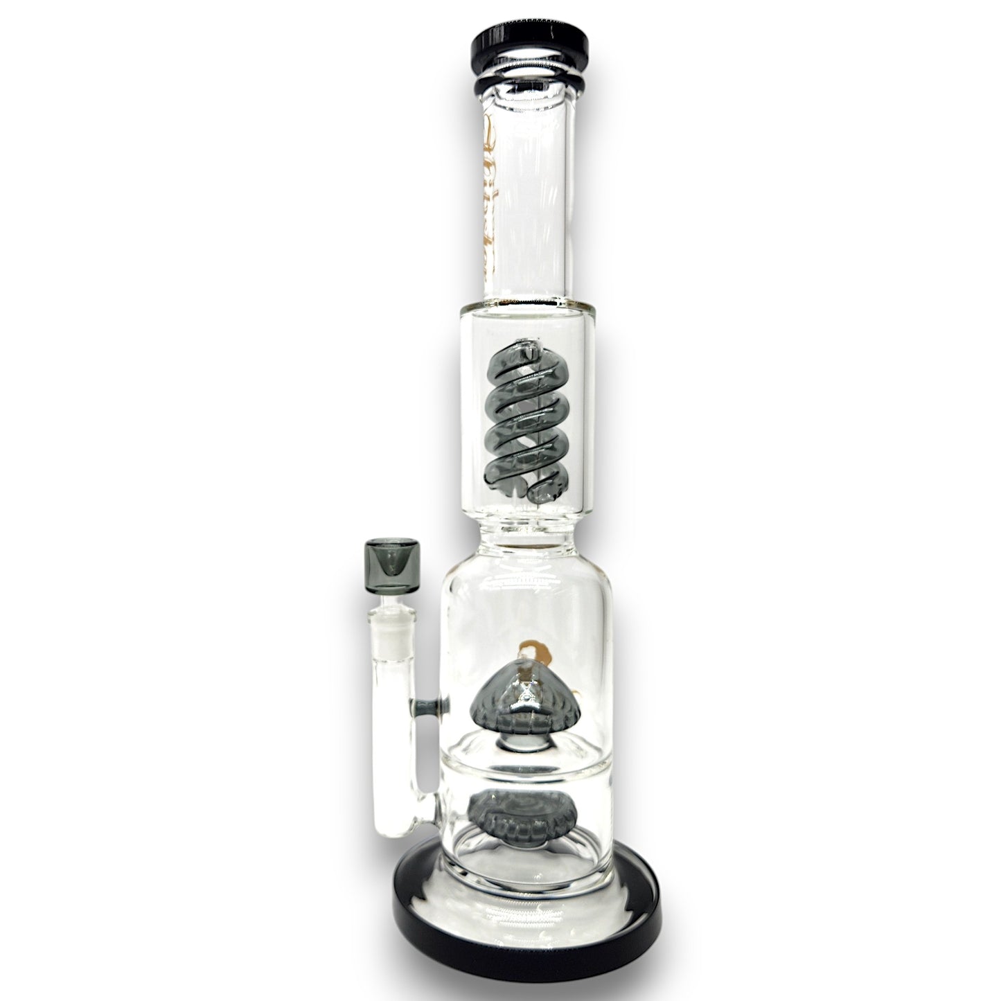 17" Hipster Triple Coil and Mushroom Perc Straight Tube Bong