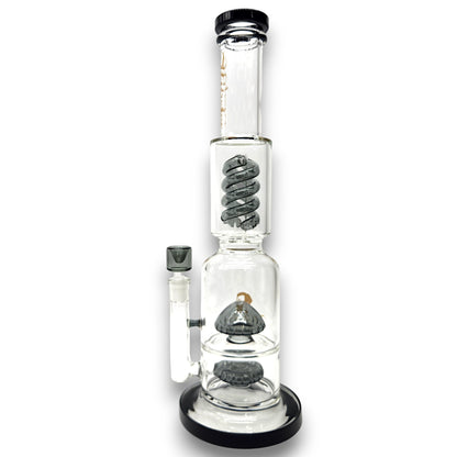 17" Hipster Triple Coil and Mushroom Perc Straight Tube Bong