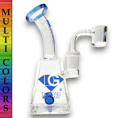 5.5" Diamond Glass Mini Rig Pocket Bubbler Barrel Perc Bong