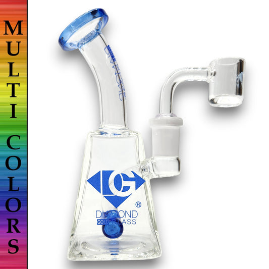 5.5" Diamond Glass Mini Rig Pocket Bubbler Barrel Perc Bong