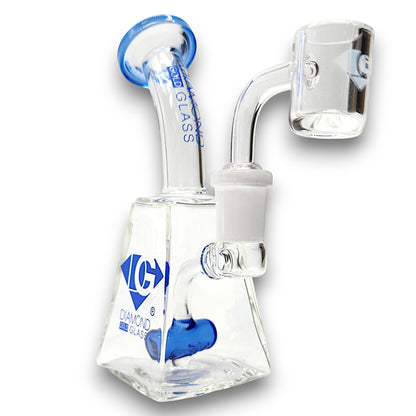 5.5" Diamond Glass Mini Rig Pocket Bubbler Barrel Perc Bong