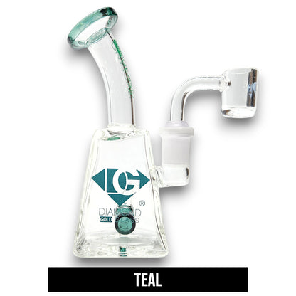 5.5" Diamond Glass Mini Rig Pocket Bubbler Barrel Perc Bong