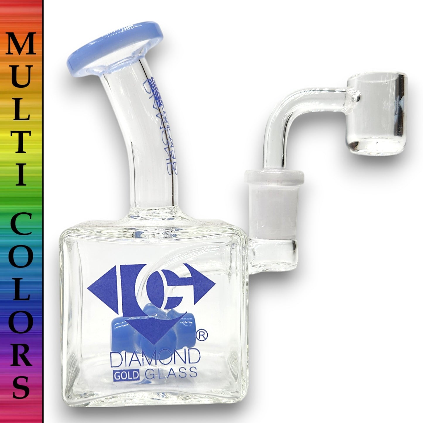 5" Diamond Glass Mini Rig Pocket Bubbler Cross Perc Bong