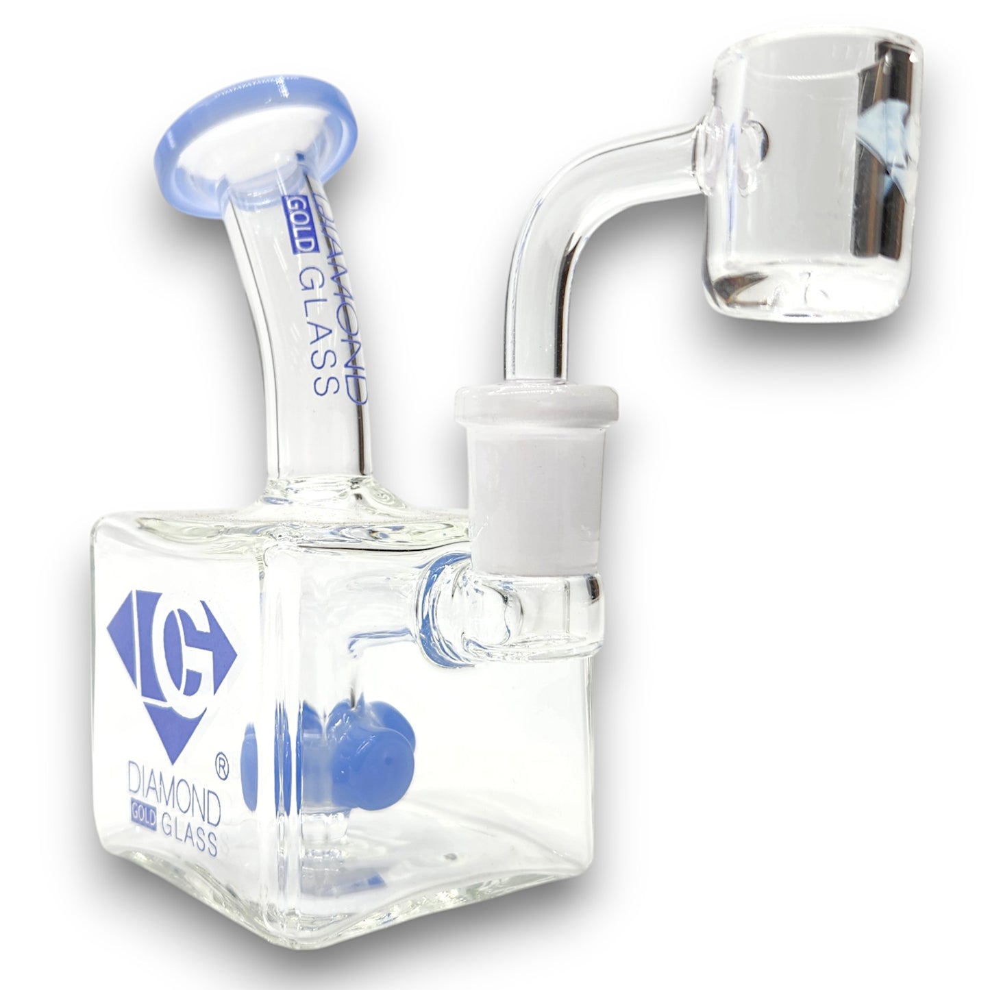 5" Diamond Glass Mini Rig Pocket Bubbler Cross Perc Bong