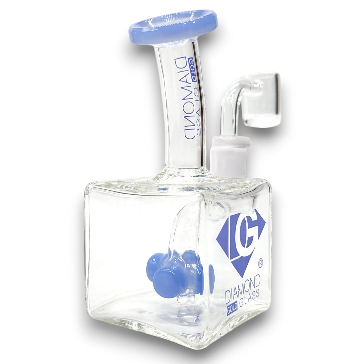 5" Diamond Glass Mini Rig Pocket Bubbler Cross Perc Bong