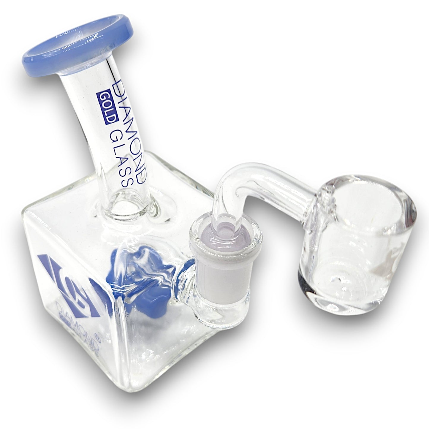 5" Diamond Glass Mini Rig Pocket Bubbler Cross Perc Bong