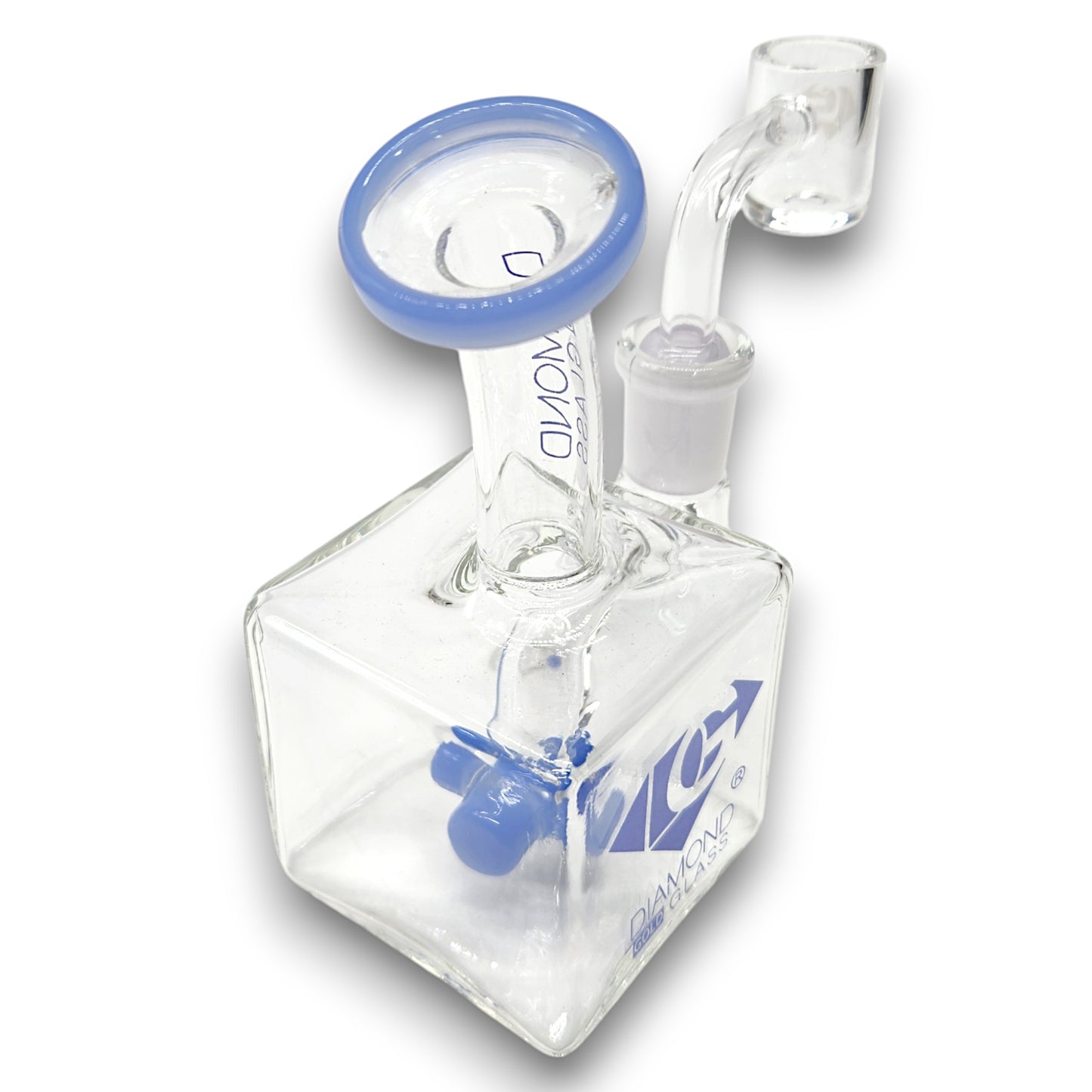 5" Diamond Glass Mini Rig Pocket Bubbler Cross Perc Bong