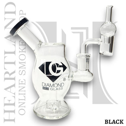 5.5" Diamond Glass Mini Dab Rig Circ Perc Bong