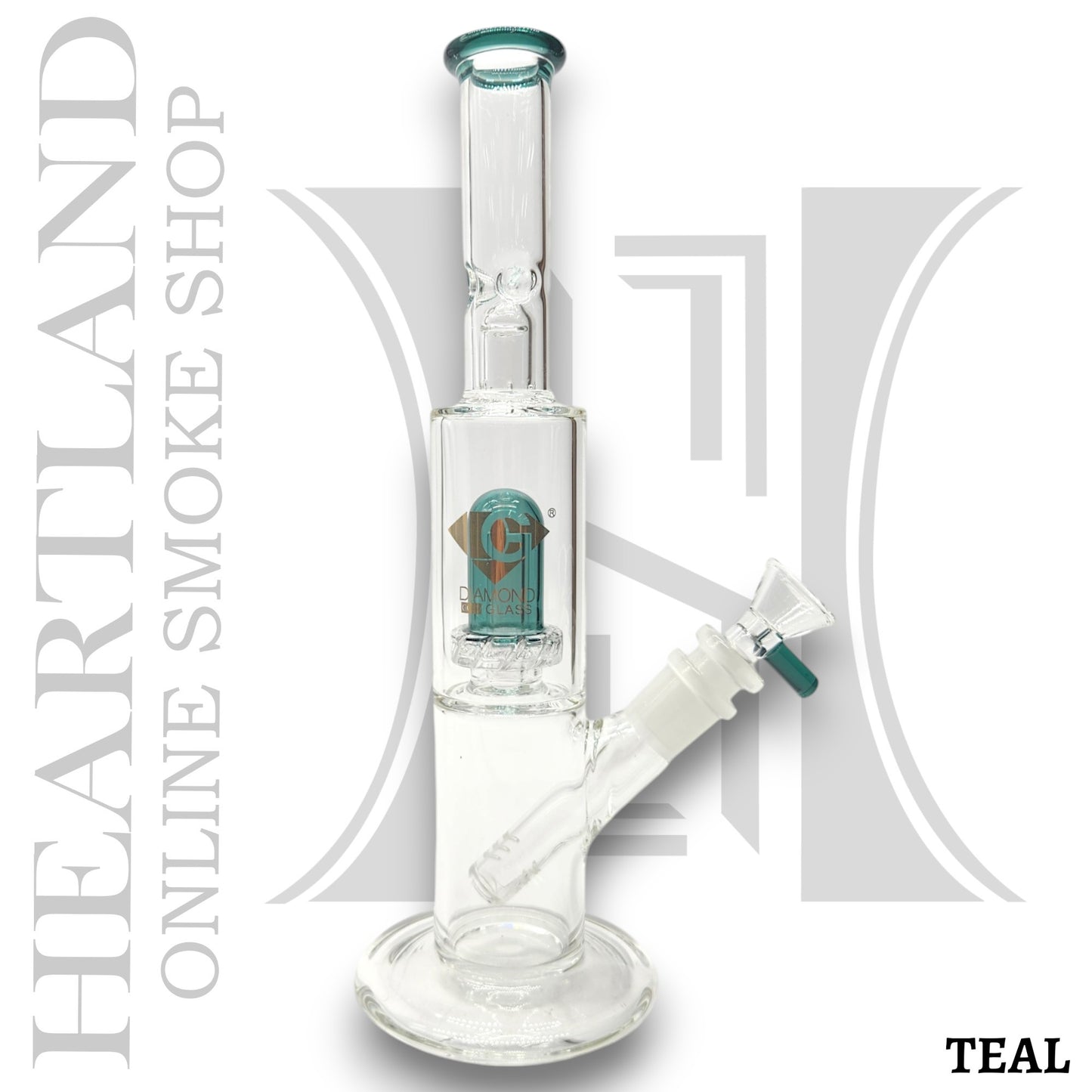 10" Diamond Glass Turbine Showerhead Perc Straight Tube Bong