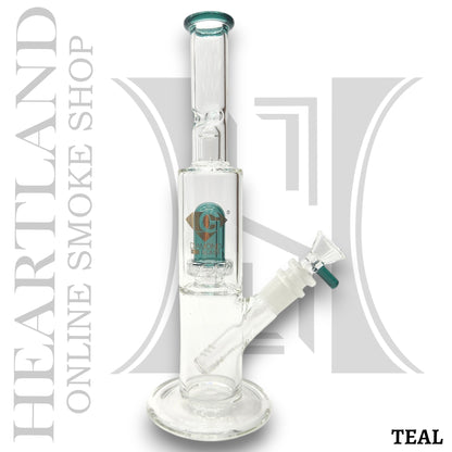 10" Diamond Glass Turbine Showerhead Perc Straight Tube Bong
