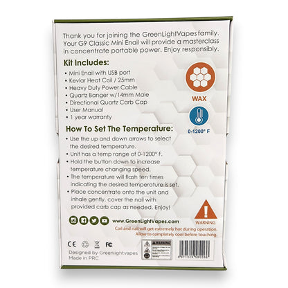 Greenlightvapes G9 Mini Enail Classic