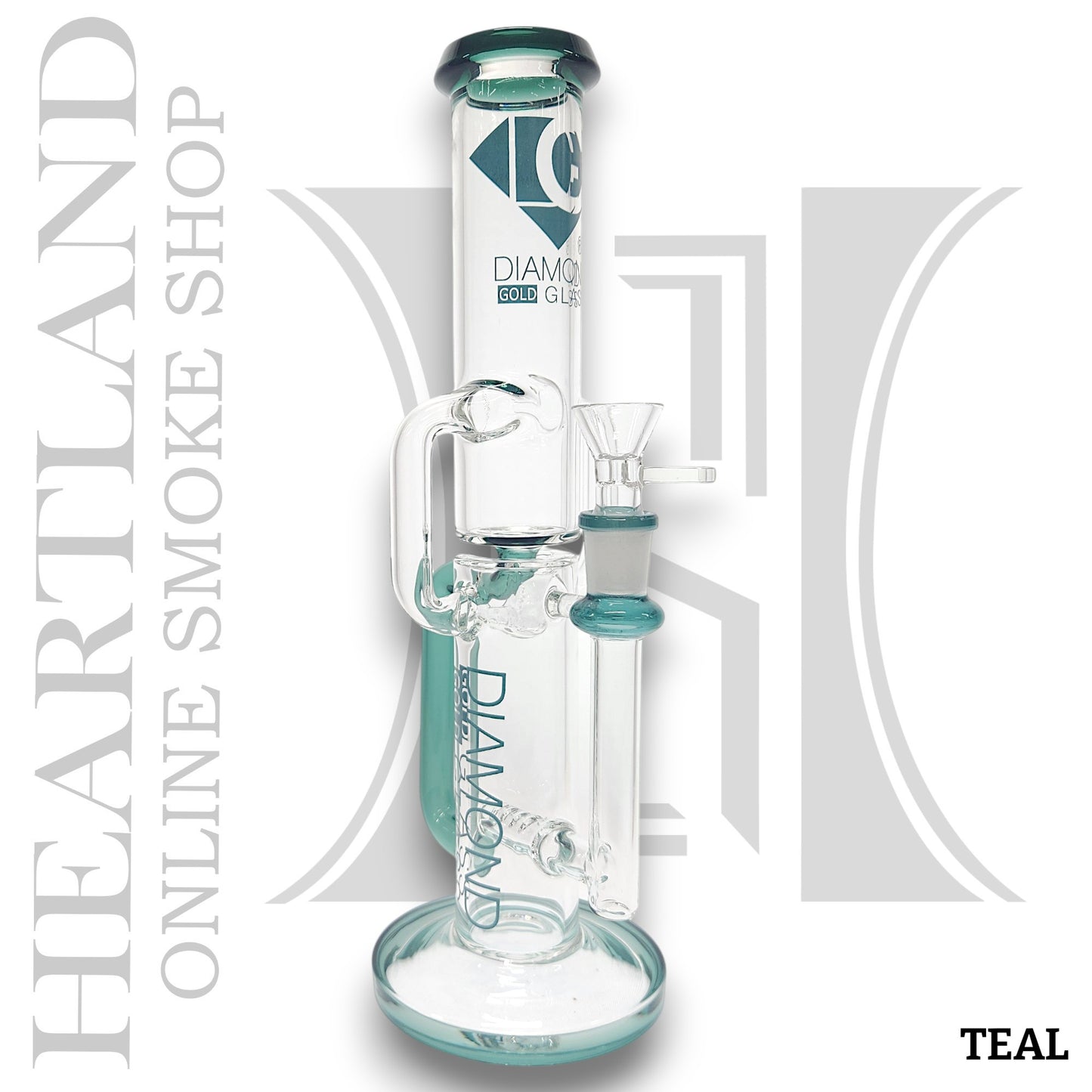 11" Diamond Inline Perc Straight Barrel Recycler Bong