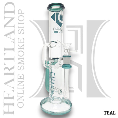 11" Diamond Inline Perc Straight Barrel Recycler Bong