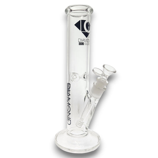 12" Diamond Gold Straight Tube Bong