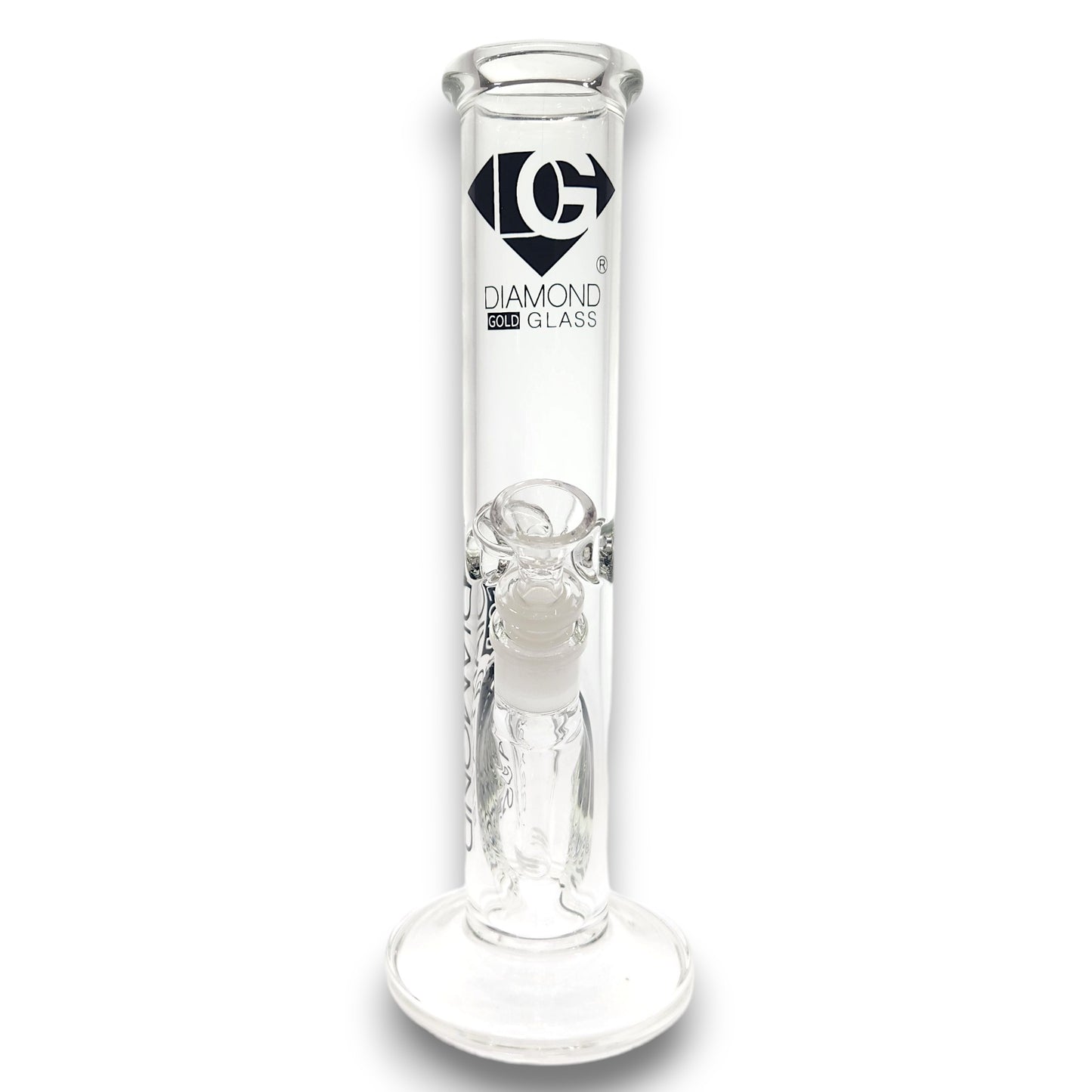 12" Diamond Gold Straight Tube Bong