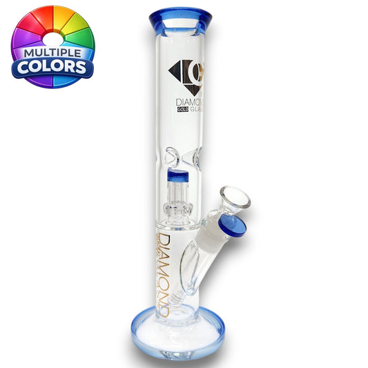 12" Diamond Straight Tube Bong with Showerhead Percolator