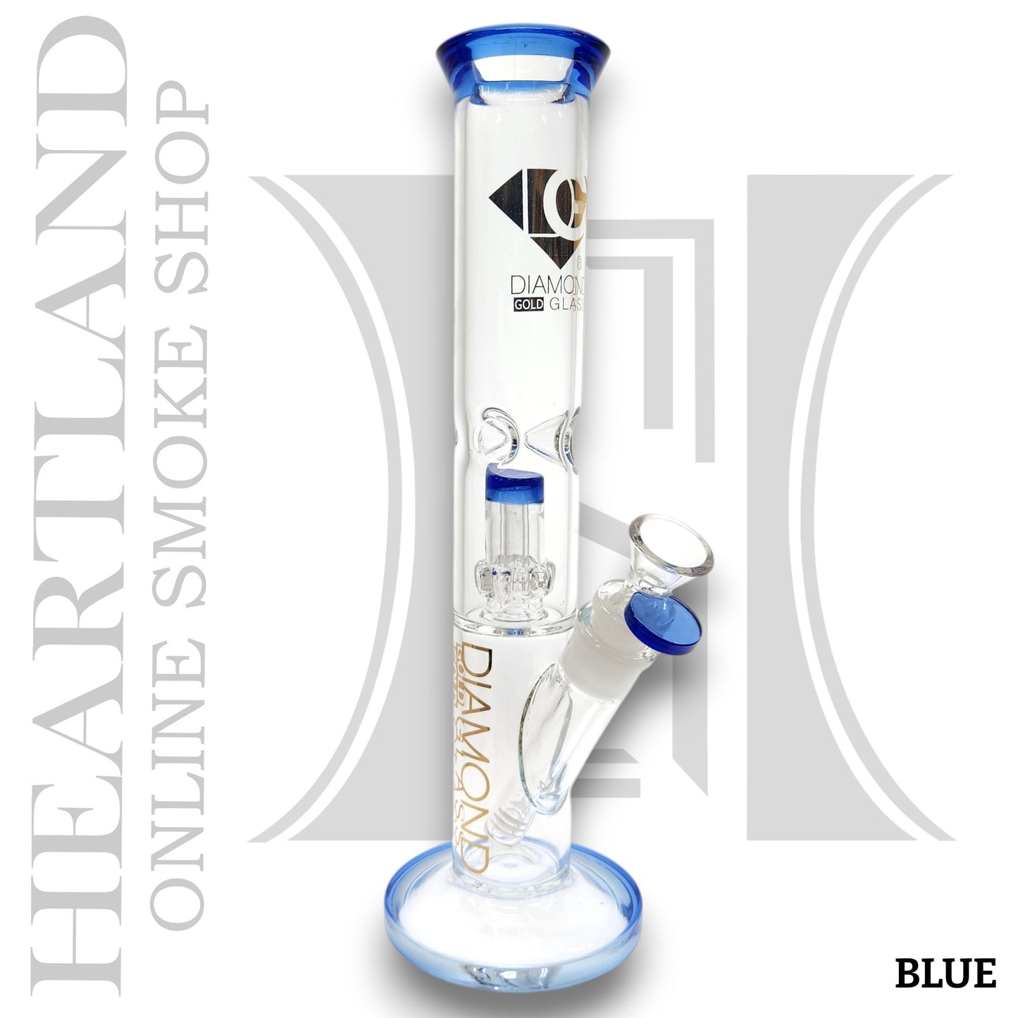 12" Diamond Straight Tube Bong with Showerhead Percolator