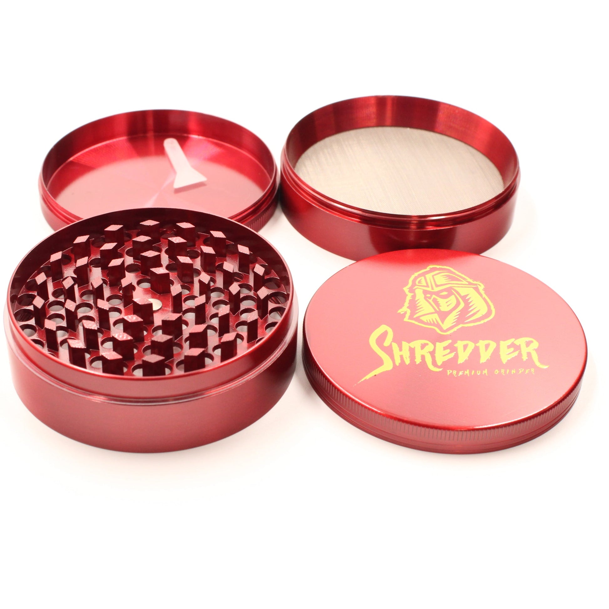 3" Shredder Red Aluminum 4 Piece Grinder