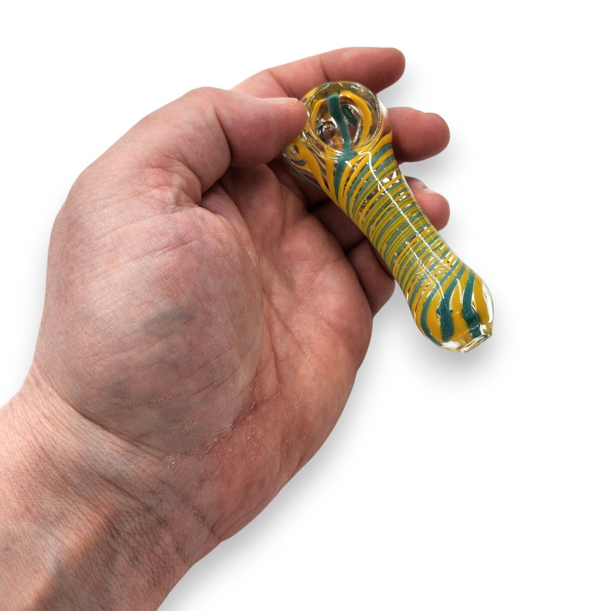 4" Yellow Teal Spiral Bowl
