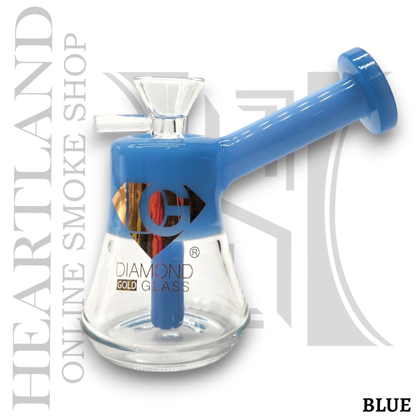 4.5" Diamond Glass Top Color Glass Bubbler