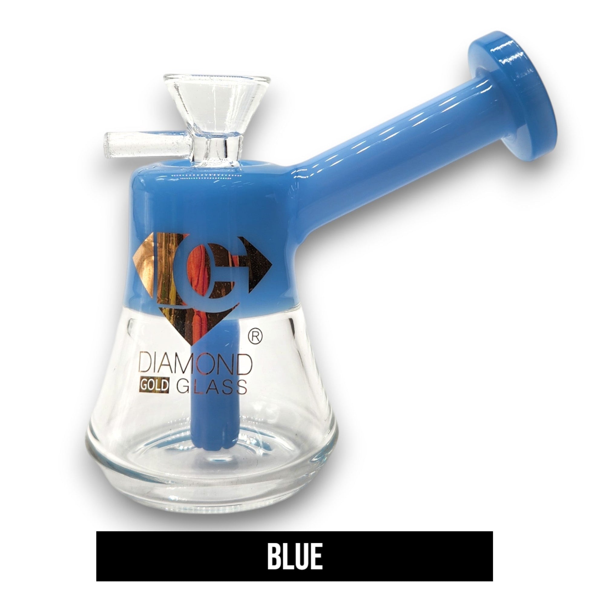 4.5" Diamond Glass Top Color Glass Bubbler
