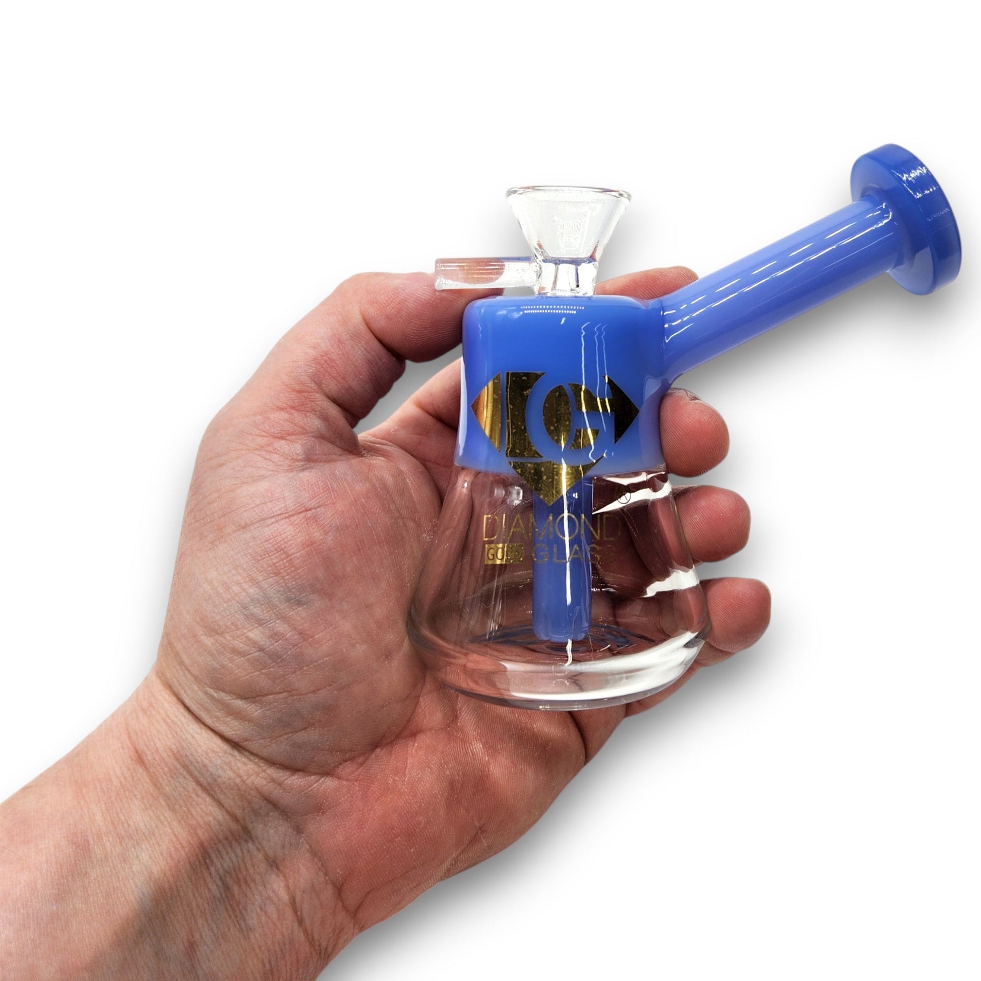 4.5" Diamond Glass Top Color Glass Bubbler