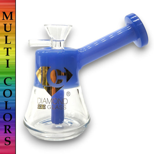 4.5" Diamond Glass Top Color Glass Bubbler