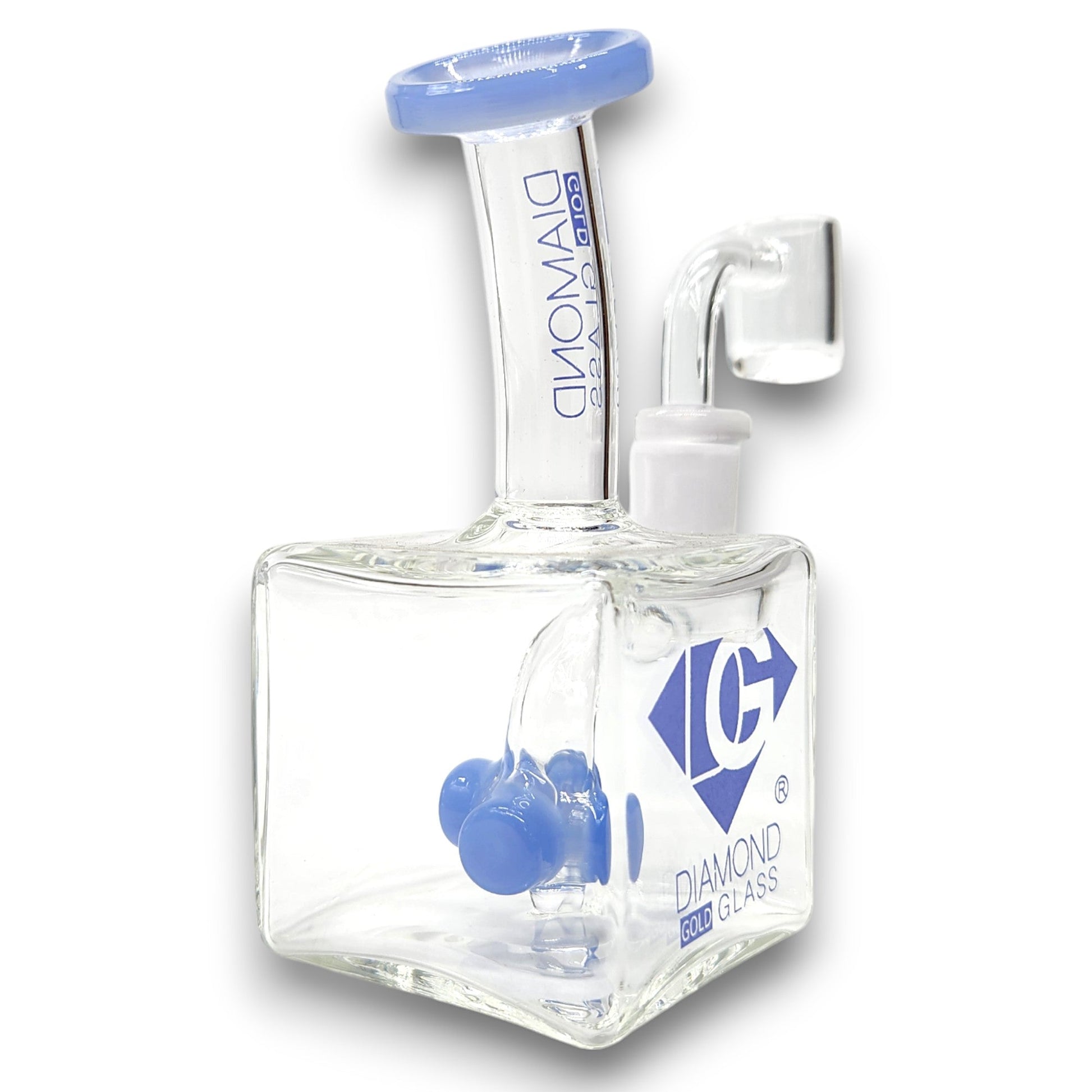 5" Diamond Glass Mini Rig Pocket Bubbler Cross Perc Bong