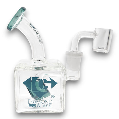 5" Diamond Glass Mini Rig Pocket Bubbler Cube Perc Bong